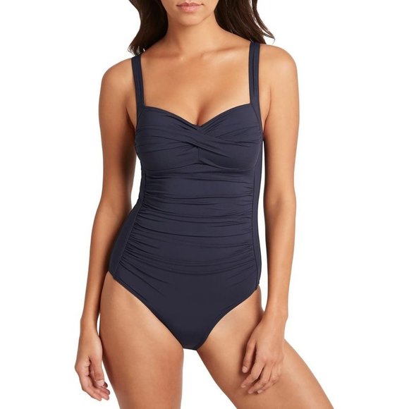 Sea Level Other - SEA LEVEL Twist Front One-Piece Swimsuit Navy Blue 4